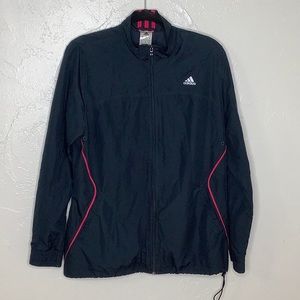 adidas navy princess cut windbreaker zip up jacket women size large EUC